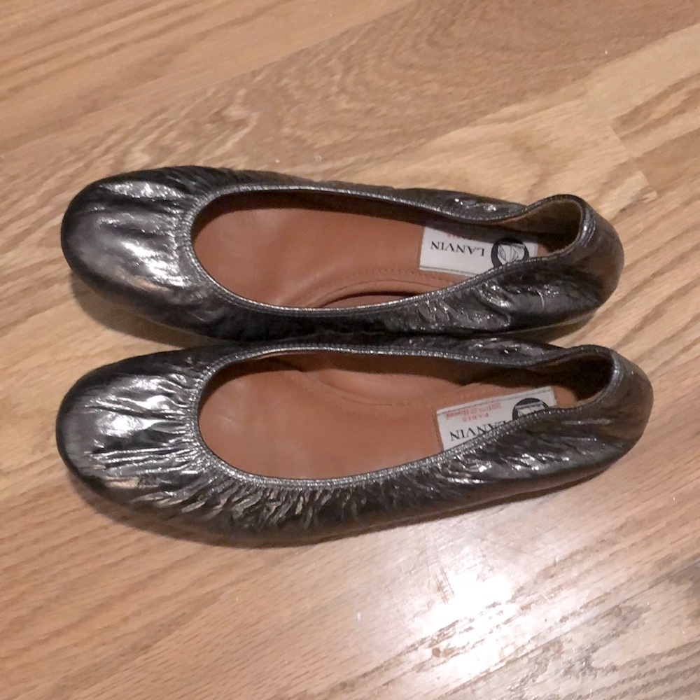 Lanvin Leather Metallic Ballet Flats 37